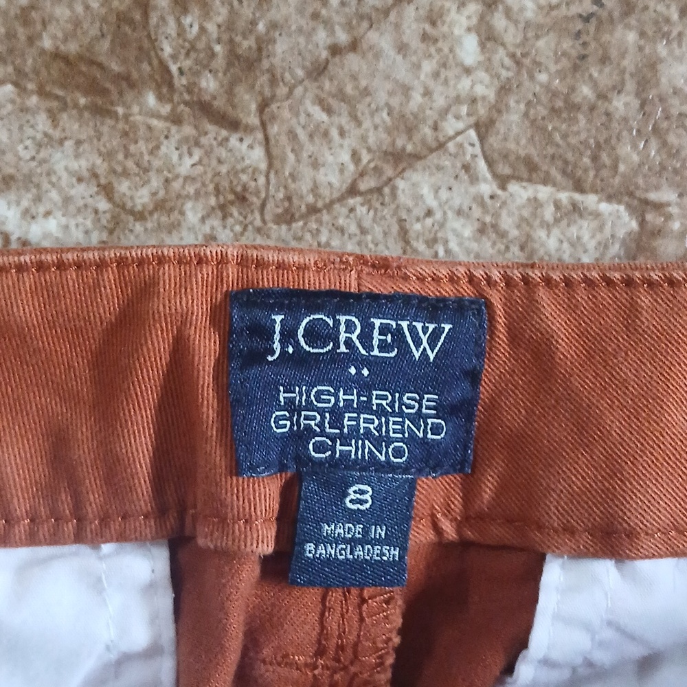 GUC J.Crew High Rise Girlfriend Frayed Ankle Chino Size 8 - Picture 3 of 5